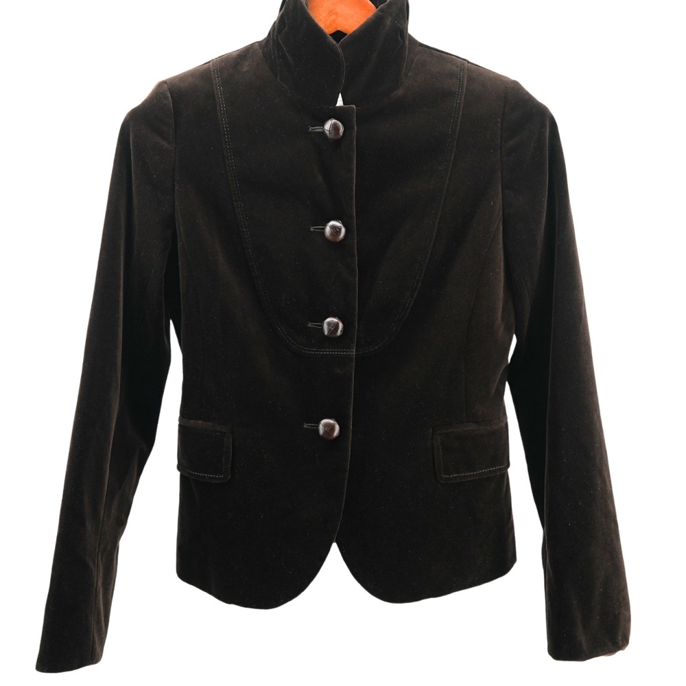 J.Crew Espresso Velvet Blazer Jacket 100% Cotton Size 6